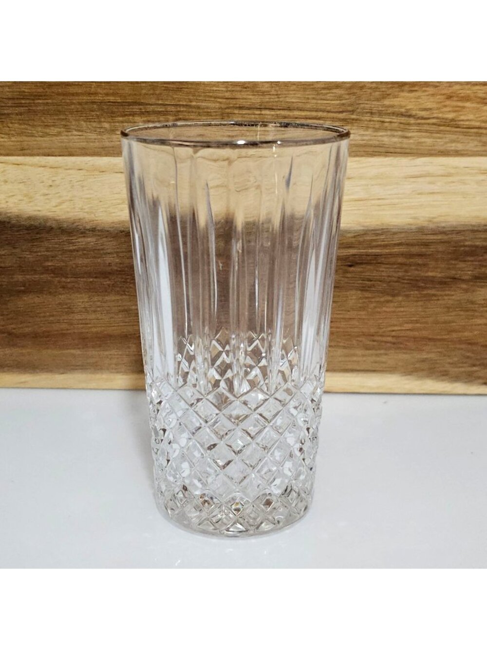 Cristal dArques Constance Silver Tumbler 5.5" vintage highball diamond cut glass